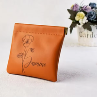 Mini pochette de maquillage de bijoux de voyage personnalisée pochette chapelet unisexe porte-monnaie vierge en cuir