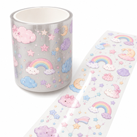 Ruban adhésif PET brillant personnalisé pour journalisation, motifs nuages célestes, arc-en-ciel, lune et étoiles, design rêveur pour agenda et scrapbooking
