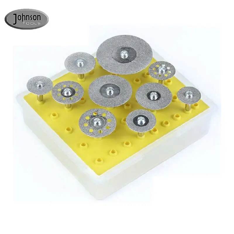 10 pièces 1/8 "disques de coupe diamantés roue de coupe diamantée ensemble de lames de roue de coupe compatibles avec l'outil rotatif Dremel