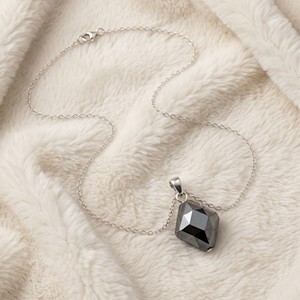 Collares con colgante de plata al por mayor OEM/ODM, joyería de hematita facetada cuadrada para mujer - Product Image 3