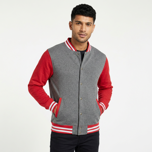 2022 Custom Men's <b>Top</b> Selling <b>High</b> Quality Varsity Jacket Winter Stand Collar with <b>Leather</b> Sleeves Coated Varsity Jacket - Product Image 1
