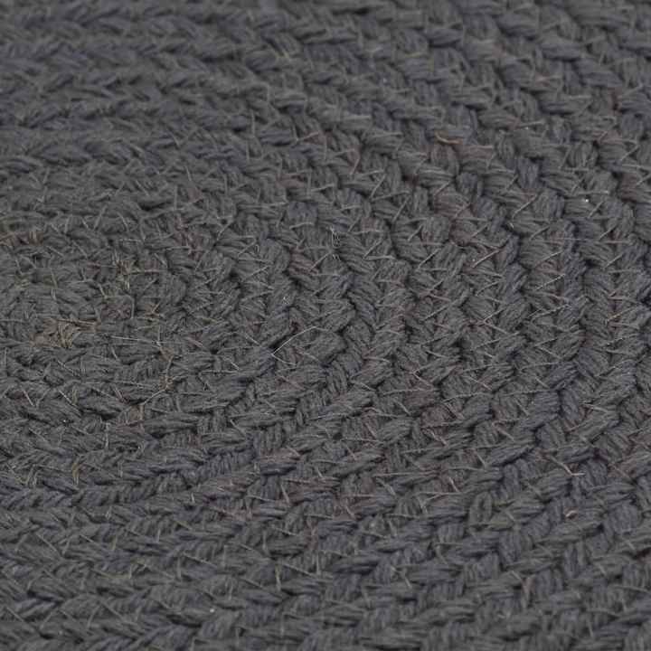 W2B VidaXL Set 6 Handmade Embroidered Placemats 100% Linen Dark Gray 15\" Diameter Non-Slip for Home Use Solid Christmas Pattern