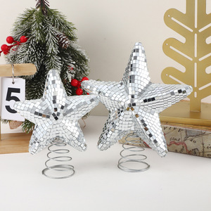 Décoration de Noël en forme d'étoile à 5 branches pour sapin, boule disco miroir brillante <span class=keywords><strong>et</strong></span> étincelante, idéale pour les fêtes, les remises de diplômes <span class=keywords><strong>et</strong></span> la décoration intérieure. - Product Image 1