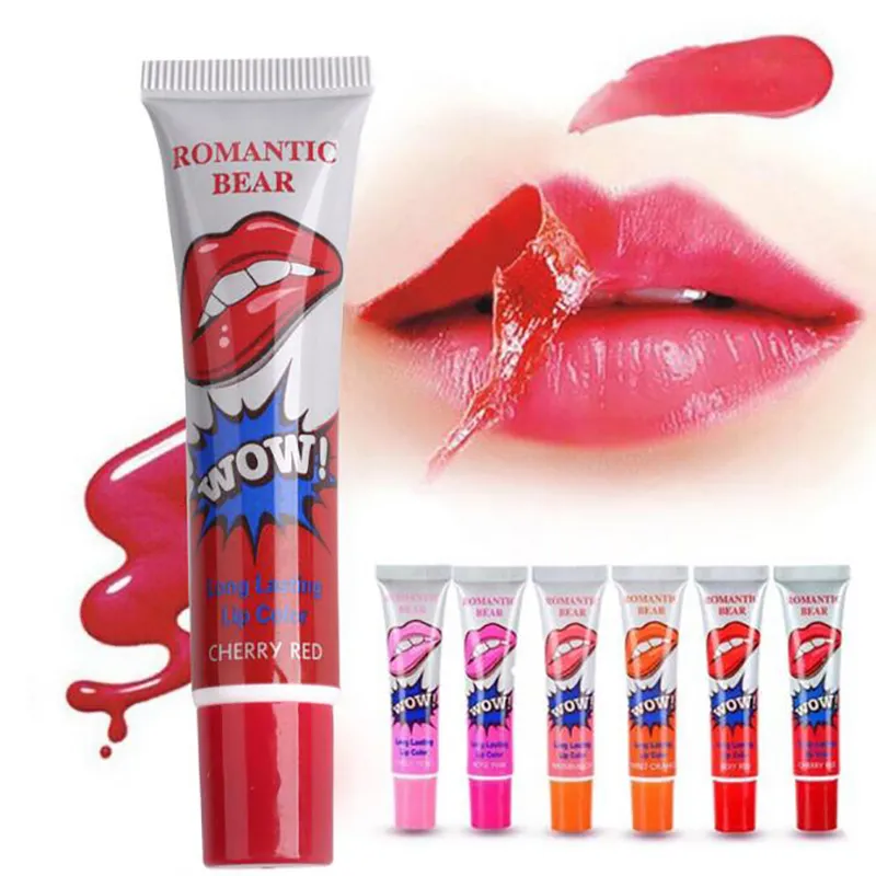 Romantis Beruang 6 Warna Kupas Lipstik Sihir Matte Sexy Merah Make Up Tahan Lama Lip Gloss Kecantikan Wow Cair Lip Stick