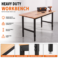 Banc de travail réglable pour garage, table de travail en métal moderne réglable avec panneau en bois