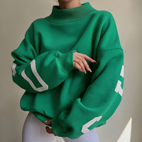 Sweat-shirt à col montant pour femme, col à nœud, à pois, en molleton de coton, coupe ample, streetwear, pull décontracté
