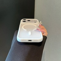 Coque de téléphone portable transparente blanche pour iPhone 17 Pro Max, 2-en-1 détachable avec grande fenêtre, magnétique, finition mate
