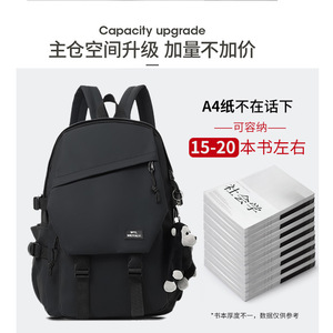 Student Backpack 15 Inches Dark Gray Fashion Label Unisex School Education Laptop Bag - Product Image 4
