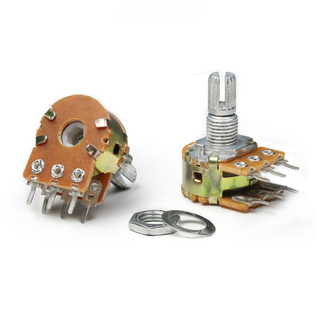 #53152 WH148 Linear Potentiometer 15MM Shaft With Nuts Washers Dual Line 6Pin WH148 B1K B2K B5K B10K B20K B50K B100K B250K