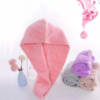 Wholesale ODM Dry Hair Cap Multi-color Hair with Turban Shower Cap Super Absorbent Microfiber Hair Band Towel with Ring Buckle