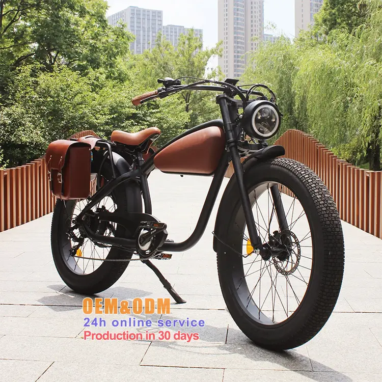 دراجة كهربائية كبيرة القوة مقاس 26*4.0 طراز Cafe Racer دراجة كهربائية عتيقة ذات إطارات سميكة دراجة كهربائية مروحية للكبار دراجة كهربائية معتمدة بشهادة CE