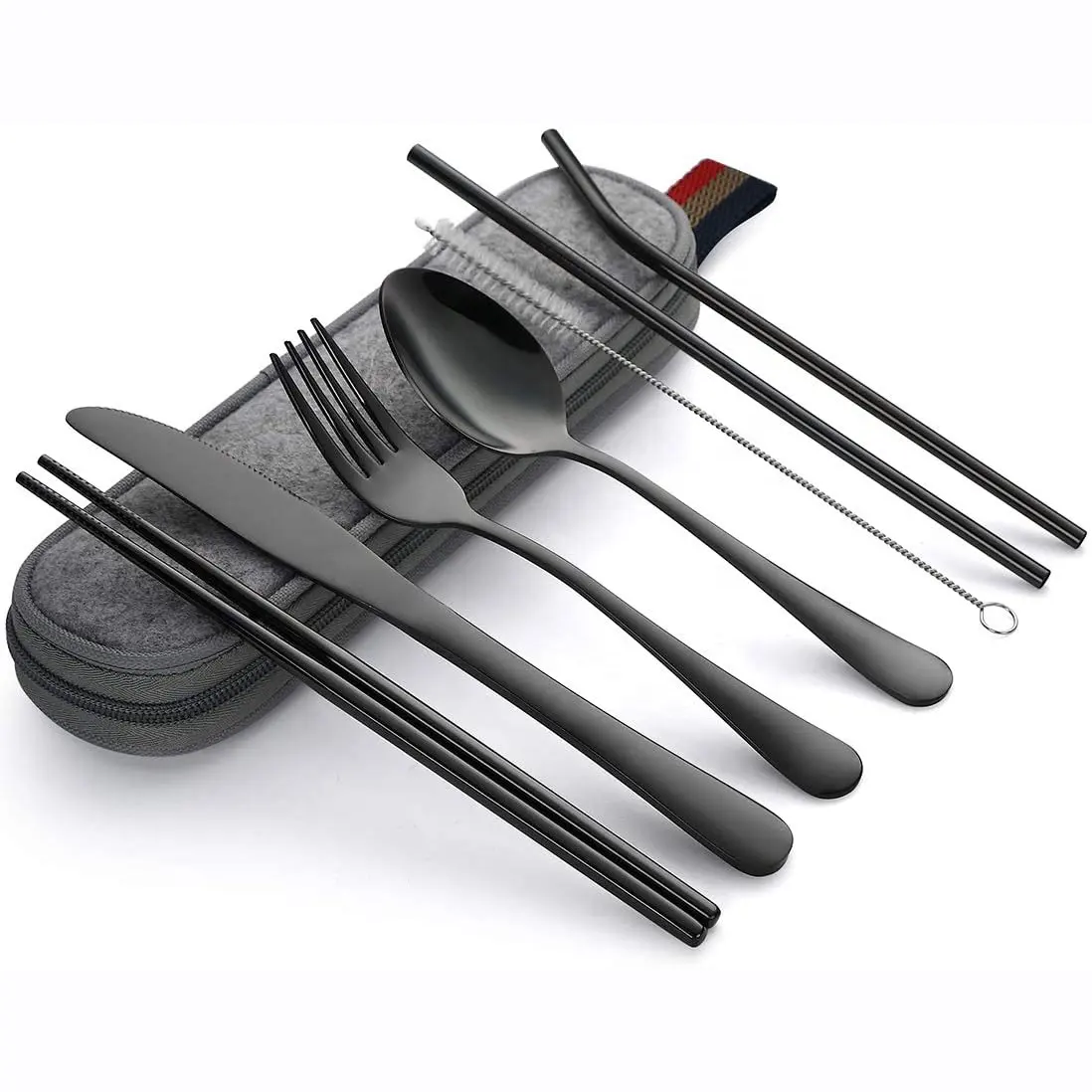 2020 Travel Camping Kitchen 410 Stainless Steel portable utensil set with case cutlery set stainless steel Cutlery Set