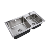 Crépine d'évier de cuisine brossée en acier inoxydable, norme américaine, à simple orifice, anti-colmatage, 3 en 1, pour évier double