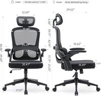 2024 nouvelle chaise de bureau ergonomique en maille avec support lombaire haut et bas pivotant pour ordinateur avec appui-tête 2D réglable, chaise de bureau à dossier haut