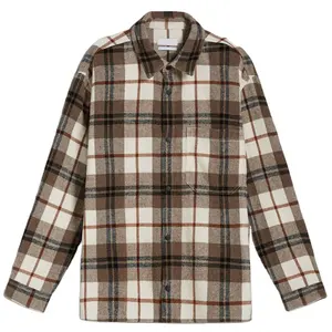 Plaid Overshirt For Men Customized Fabric Turn Down Collar Men Button Up Overshirt