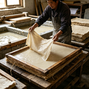 Papier de mûrier thaïlandais artisanal, idéal pour les travaux manuels de style oriental et les projets d'art traditionnel. - Product Image 2