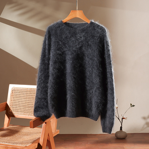 سويتر صوف من الكشمير المصقول برقبة مستديرة سميك للنساء سويتر من الكشمير المصقول - Product Image 4