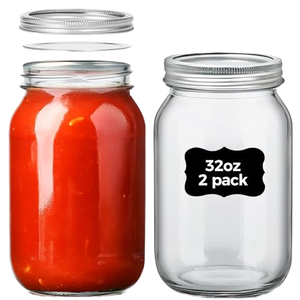 कॉम्साफ चौड़ा मुंह 32 oz Sars 2 pcs सेट ढक्कन सील बैंड फ्रीजर सुरक्षित एयर-तंग टिकाऊ ग्लास कंटेनर खाद्य भंडारण के लिए सुरक्षित हवा-तंग टिकाऊ ग्लास कंटेनर - Product Image 1
