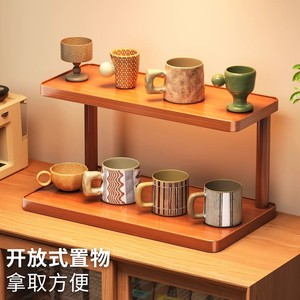 Tabletop cup holder, water cup holder, tea cup and tea set holder, bamboo and wood storage rack, coffee cup holder, dining - Product Image 4