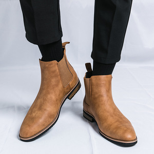 Botas de Cuero Casuales de Estilo Británico 2026 para Hombre, Retro, con Punta Puntiaguda, de Caña Alta, Sin Cordones, Dropshipping - Product Image 3