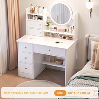Table de maquillage moderne et simple pour chambre à coucher avec éclairage intégré, armoire de rangement multifonctionnelle, coiffeuse pour petits espaces, design panneau