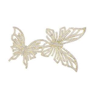 Broche de Mariposa Doble de Lujo con Circonitas Cúbicas Blancas y Doradas, Hebilla para Bufanda de Mujer, para Bodas y Fiestas - Product Image 5
