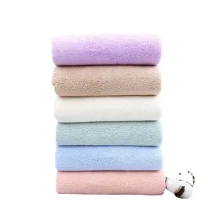 Promotional super soft skin friendly coral fleece velvet thickened adult microfiber bath towel hand towel set