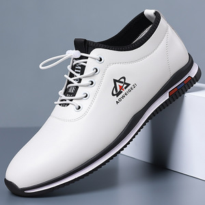 Aoweigezi Chaussures en cuir décontractées pour hommes, bout rond, à lacets, semelle souple, pour le bureau - Product Image 2