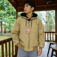 Veste de travail à capuche en toile de coton lavée pour homme, fermeture éclair intégrale, doublure polaire, manteau d'hiver robuste et décontracté, directement de l'usine