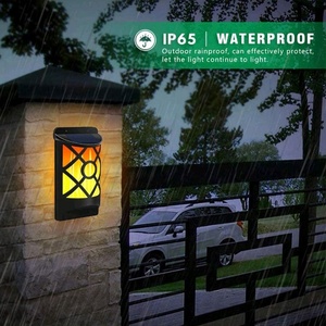 Shingel không thấm nước 96 <span class=keywords><strong>LED</strong></span> lưới thiết kế năng lượng mặt trời Powered cảm biến nhấp nháy ngọn lửa Đèn tường cho vườn Pathway Patio boong sân - Product Image 3