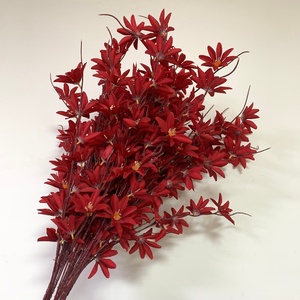 LO-1273 Fleurs artificielles vintage rouge bordeaux, fleurs en soie de type étoile, gypsophile et orchidée pour mariages et présentations en hall d'hôtel - Product Image 2
