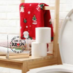 Panneau en acrylique de <span class=keywords><strong>Noël</strong></span> chrétien avec Père <span class=keywords><strong>Noël</strong></span> et Jésus, guirlande lumineuse en lierre, cadeau d'intérieur pour femmes, amies, décoration de la maison, 4x4 pouces - Product Image 6