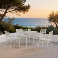 Chaise de salle à manger extérieure moderne en aluminium découpé au laser, empilable, en métal, résistante à l'eau, pour hôtel et café