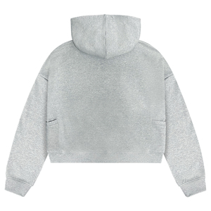 Sudadera con Capucha Oversize para Hombre, Color Gris Jaspeado, Estilo Desgastado, con Parche Bordado en la Parte Delantera, Múltiples Bolsillos, Estilo Urbano - Product Image 2