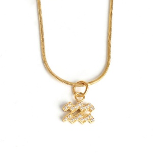 Collier élégant pour femme, bijoux délicats, plaqué or 18 carats, acier inoxydable, pendentif en strass, cristal zircon, signe <span class=keywords><strong>du</strong></span> zodiaque - Product Image 6