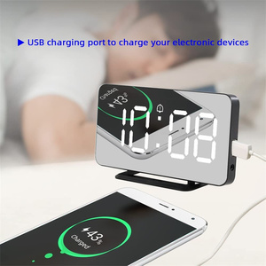 Đồng Hồ Báo Thức Kỹ Thuật Số Đồng Hồ LED Treo Tường Để Bàn 2 Cổng USB Tự Động Báo Lại Cảm Ứng Điện Tử - Product Image 4