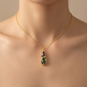 Hot Selling Mohave Mix Copper Turquoise Teardrop Pendant <b>Necklace</b> Brass 18k Gold Plated <b>Statement</b> Jewelry Cable Chain <b>Necklace</b> - Product Image 1