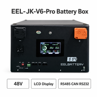 Kotak Baterai LiFePO4 EEL 16S 48V yang Dapat Ditumpuk untuk Penyimpanan Energi Surya ESS Cadangan Rumah Off Grid 200A JK BMS dengan Layar LCD