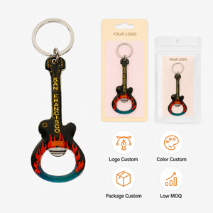 Gitarren-Schlüsselanhänger Flaschenöffner aus Metall-Zinklegierung Kreatives Musikfestival-Konzert-Souvenir Schlüsselring Anhänger Zubehör Personalisierbar - Product Image 2