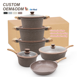 Sanlang kiểm soát nhiệt độ loạt đúc nhôm nấu ăn nồi đặt nhôm gốm Cookware Set không dính - Product Image 1