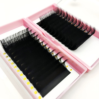 Plateaux à cils avec logo personnalisé vente en gros extensions de cils à volume facile à ventiler fournitures d'extension de cils en cachemire velours noir mat foncé