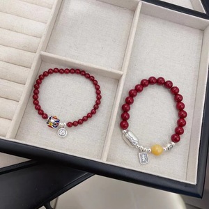 Pulsera de Cinabrio Natural con Diseño de Danza del León, Plata Pura 999, Estilo Chino, Amuleto de la Suerte, Joyería Unisex para Regalo - Product Image 3