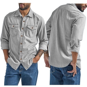 Camicie da Uomo Primavera-Autunno, <span class=keywords><strong>Giacca</strong></span>-<span class=keywords><strong>Camicia</strong></span> in Denim con Colletto Rialzato <span class=keywords><strong>e</strong></span> Tasche, Stile Casual <span class=keywords><strong>e</strong></span> Comodo - Product Image 2