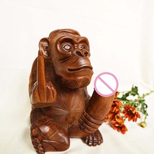 Decorazione in legno intagliato a mano statua di arte erotica pene scultura in legno di scultura scimmia pene in legno <span class=keywords><strong>dildo</strong></span> - Product Image 5
