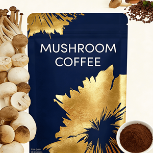 Mélange de café instantané OEM sans sucre pour adultes, aux champignons amers (Reishi et Crinière de lion), en vrac, en sachet, pour améliorer l'immunité - Product Image 3