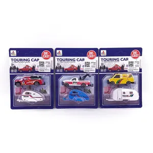 Jinming 1:64 Die-cast perjalanan Trailer mobil mainan logam Mini roda gratis truk mainan untuk hadiah anak-anak