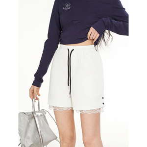 <span class=keywords><strong>Pantaloncini</strong></span> Casual a vita media da donna 2025 su misura pantaloni sportivi estivi con finiture in <span class=keywords><strong>pizzo</strong></span> bianco nuovo Design Slim & Wide-Leg - Product Image 1