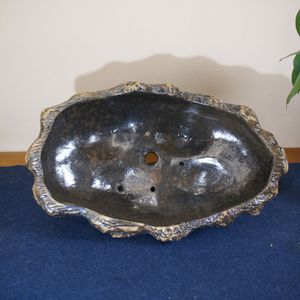 Maceta de Bonsái Hecha a Mano de Arcilla Morada, Estilo Roca, Forma de Barco, Inspirada en el Zen, para Sala de Estar - Product Image 3