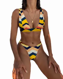 Женский купальник с 2022 принтом, костюм-двойка, пляжная одежда с пуш-ап, сексуальное бикини для девочек