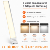 Paquete de Dos Lámparas LED Inalámbricas Recargables con Sensor de Movimiento, Magnéticas, para Debajo del Gabinete, para Mesita de Noche, Escaleras, Entrada y Almacenamiento